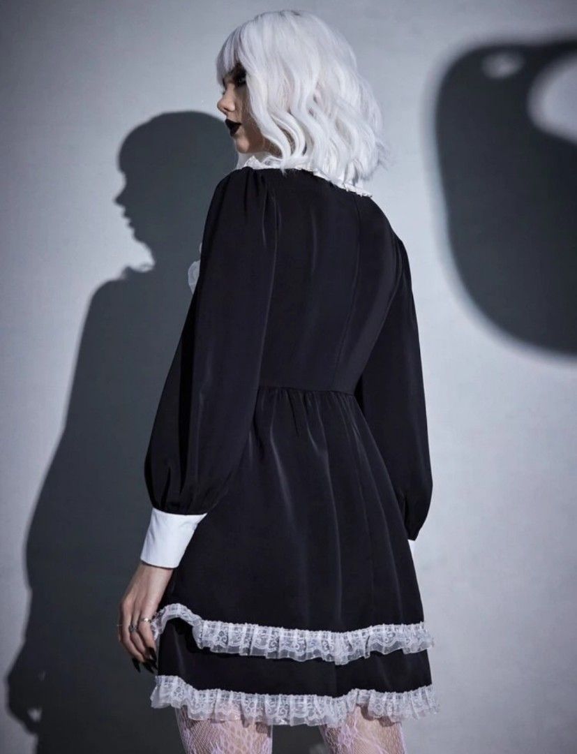 Contrast lace ruffle trim new arrivals dress