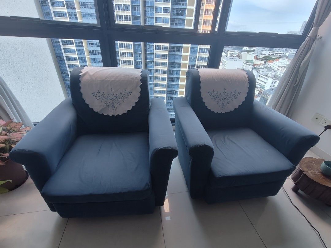 Sofa Set Blue, Furniture & Home Living, Furniture, Sofas on Carousell