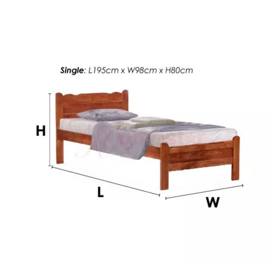 Solid wood bed frame with mattress, Furniture & Home Living, Furniture