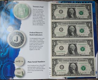 Uncut Sheet-  One Dollar Bill