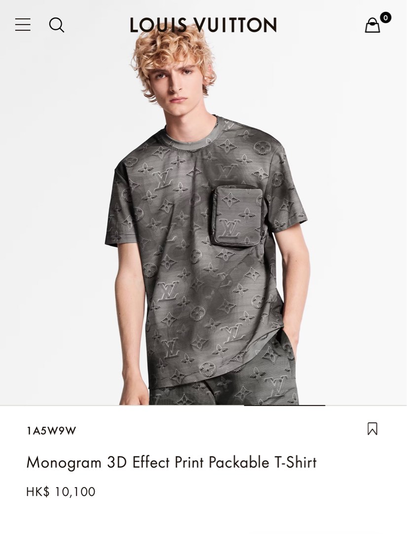 louis vuitton monogram 3D effect print packable t-shirt
