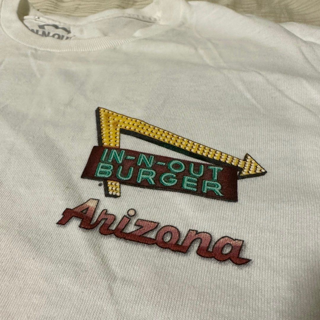 Hanes In-N-Out Burger Advertising T-Shirt, Men's Size L unclear white type Vintage Second Hand