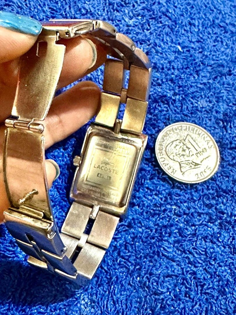 Vintage Lacoste Silver tone stainless belt (Category: Women's Watches) located in Tanza. Submitted by grace1527 (Listing ID 1228072736, Image 3). Description: Authentic Lacoste Watch. preloved. Used but not abused. cute in actual. Size 5 1/2" stainless steel bracelet No box..