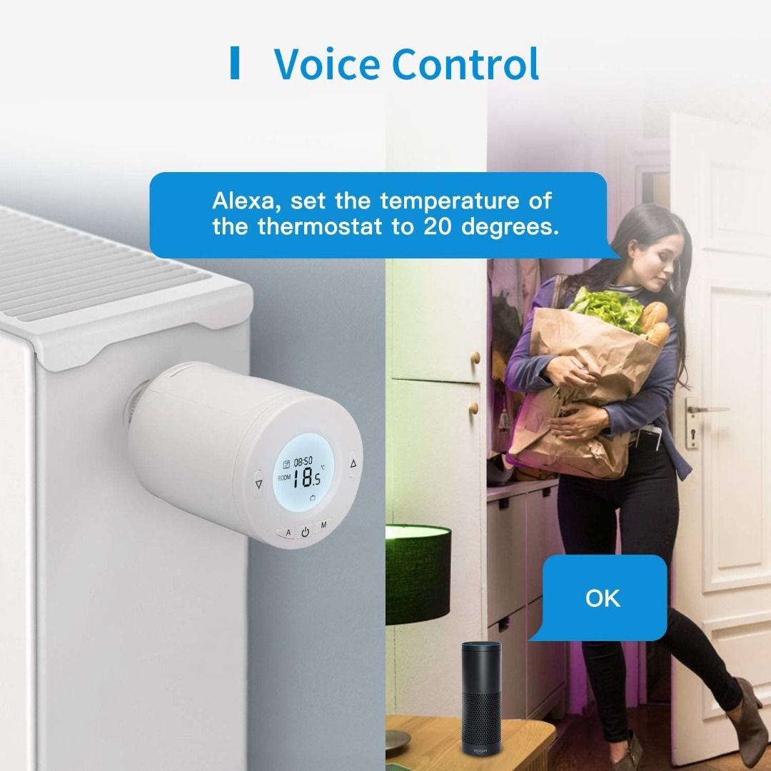 Wifi Smart Radiator Valve LCD Display Without Hub, Programmable via APP