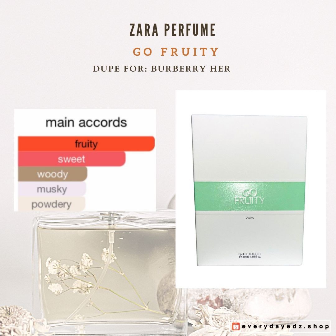 ZARA Perfume Go Fruity EDT Full Bottle dupe for Bur berry Her, Beauty
