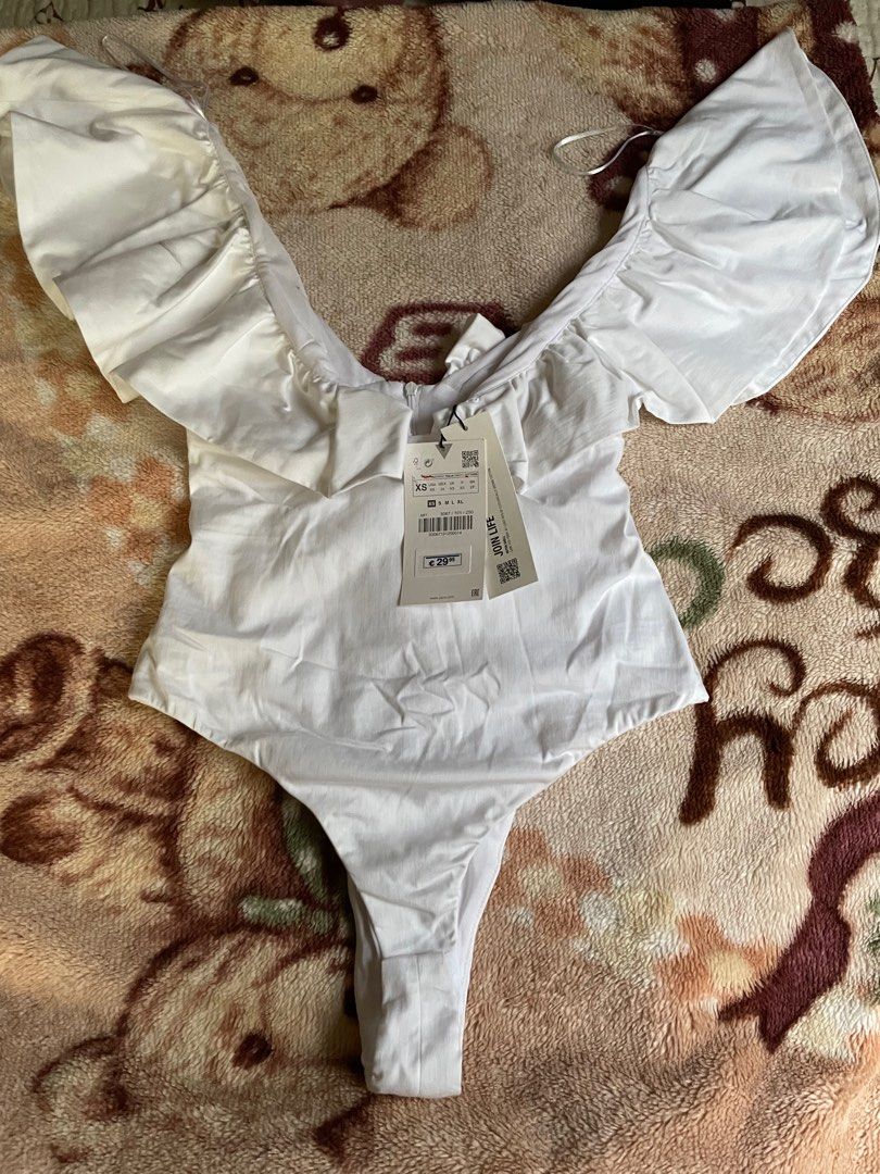 Zara bodysuit with maxi ruffles on Carousell