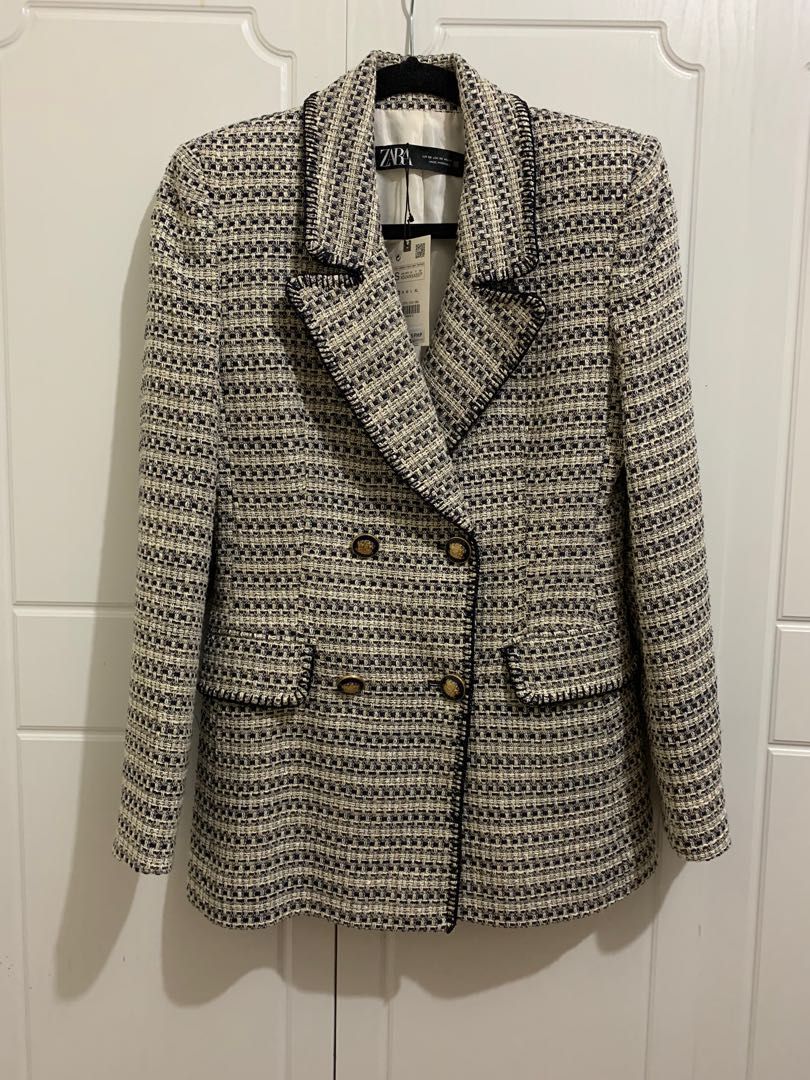 Zara Tweed Blazer Coat on Carousell