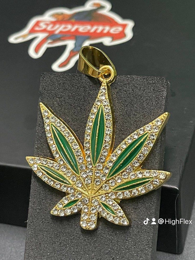 Iced out weed pendant hotsell