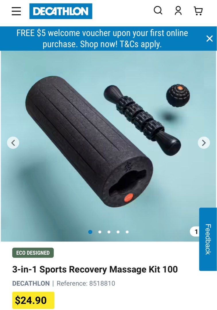3 in 1 Sports recovery massage kit 100 Decathlon, Health & Nutrition