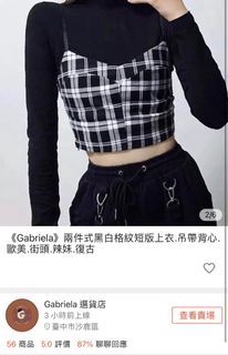 ☆ 黑色格紋短版上衣 ☆