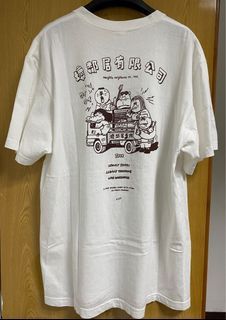 老王樂隊 第一屆壞朋友派對  壞鄰居有限公司巡迴活動週邊紀念短袖可愛插圖 樂隊周邊 樂團T恤 白色 XL號 （附小照參考）