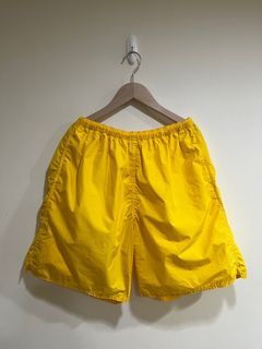 (二手) BEAMS PLUS / 男裝 尼龍 抗撕裂 軍裝 彈性 短褲 鮮黃 S號 寬版 日系 寬鬆 輕便 春夏