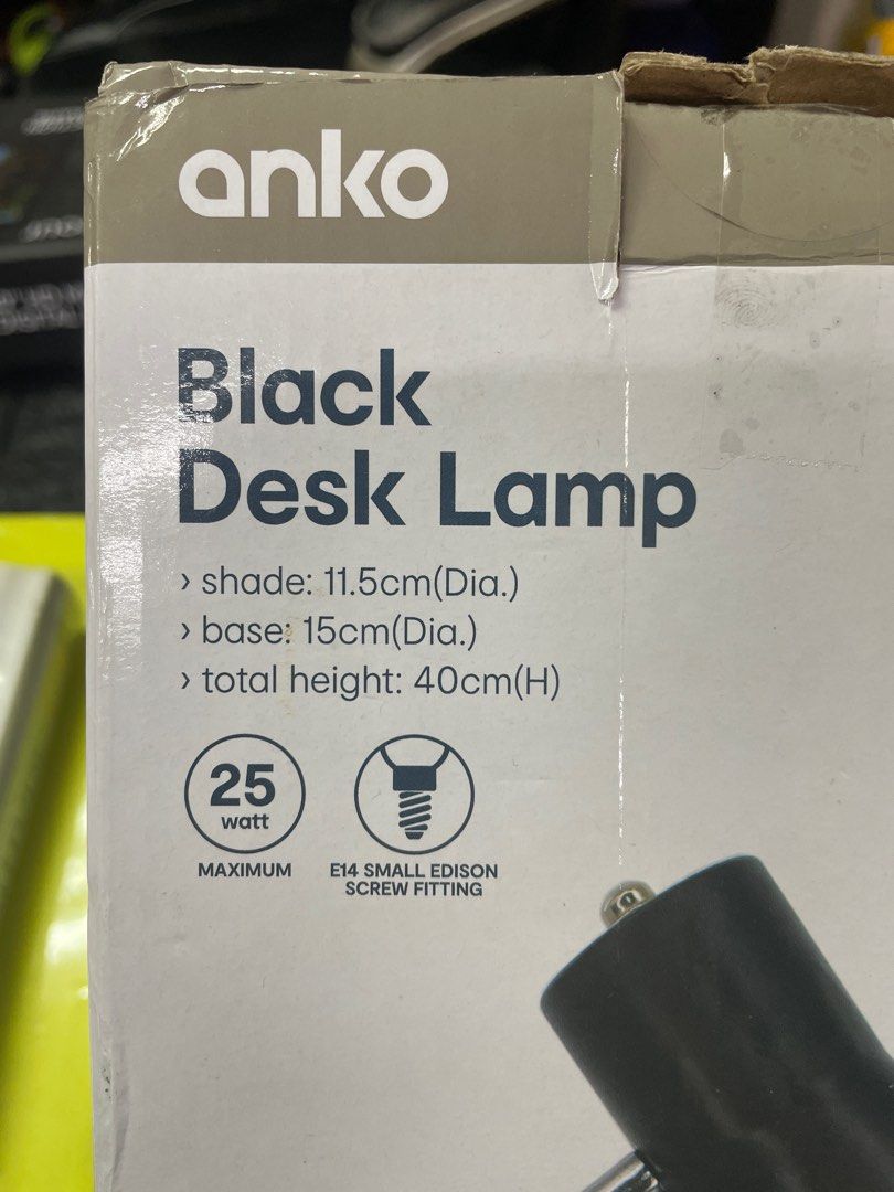 Anko Black Desk Lamp, Furniture & Home Living, Lighting & Fans