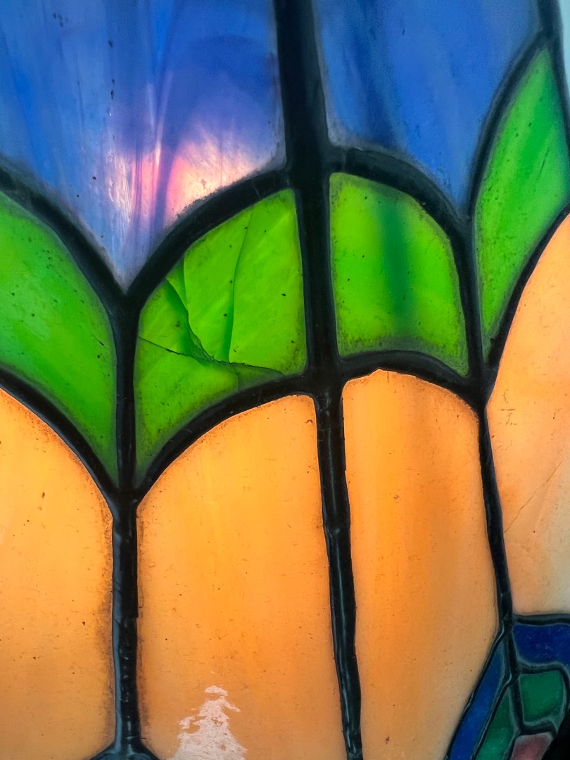 Antique table lamp / Lampu / stained glass, Furniture & Home Living