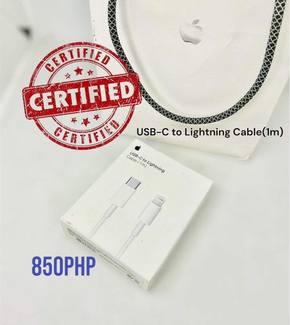 Apple Original✅iPhone Charger Type C Cable/USB C Cord 1m Cable/2m Cable (Category: Chargers & Cables) located in Quezon City. Submitted by camille96 (Listing ID 1228231910, Image 1). Description: Original Apple Guaranteed ☑️ PRICE LIST Adapter •20 watts adapter-999php •18 watts adapter- 950php •12 watts adapter- 850php Cable •Usb-C to Lightning(Type C Cable)- 850php •1m cable Lightning to Usb- 790php •2m cable Lightning to Usb- 850php •Usb-C to C