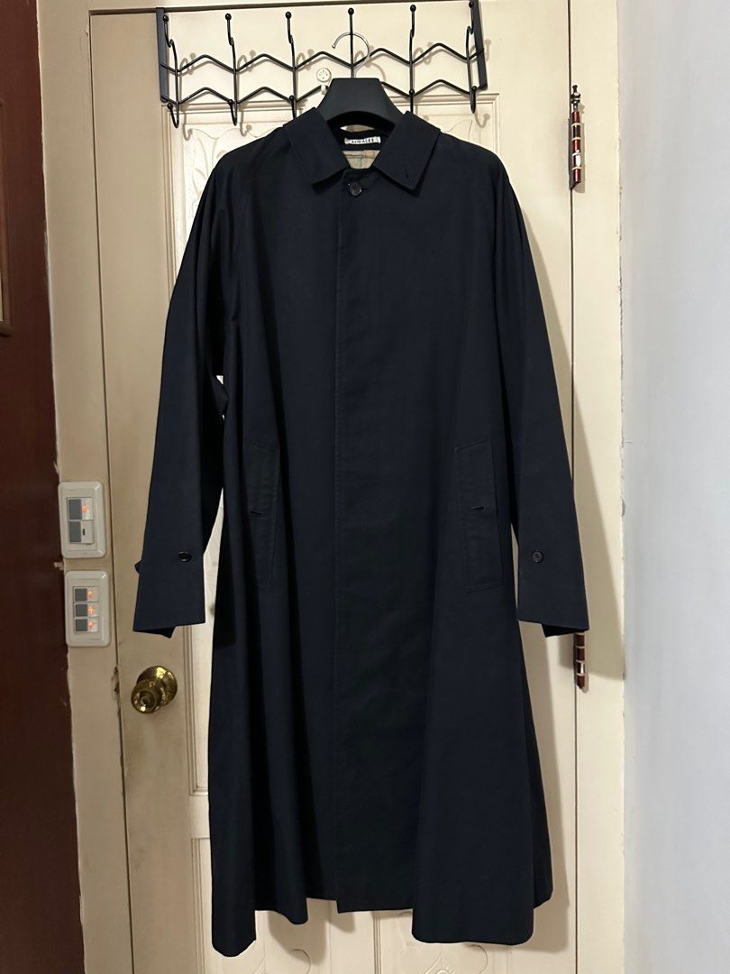 AURALEE 19SS Start -Cotton Silk Gabardine Long Soutien Collar Coat