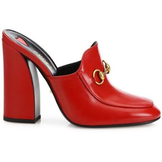 AUTHENTIC GUCCI Red Leather Horsebit Julie PrinceTown High Heel Block Mules Women s Fashion Footwear Heels on Carousell