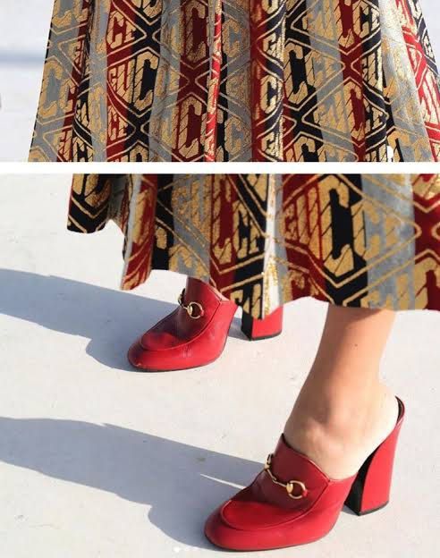 AUTHENTIC GUCCI Red Leather Horsebit Julie PrinceTown High Heel Block Mules Women s Fashion Footwear Heels on Carousell
