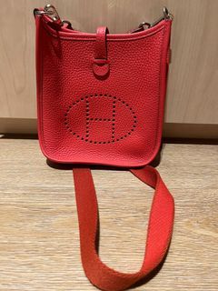 Hermes Mini Evelyne Bag Red Brique Colour Size 16, Women's Fashion