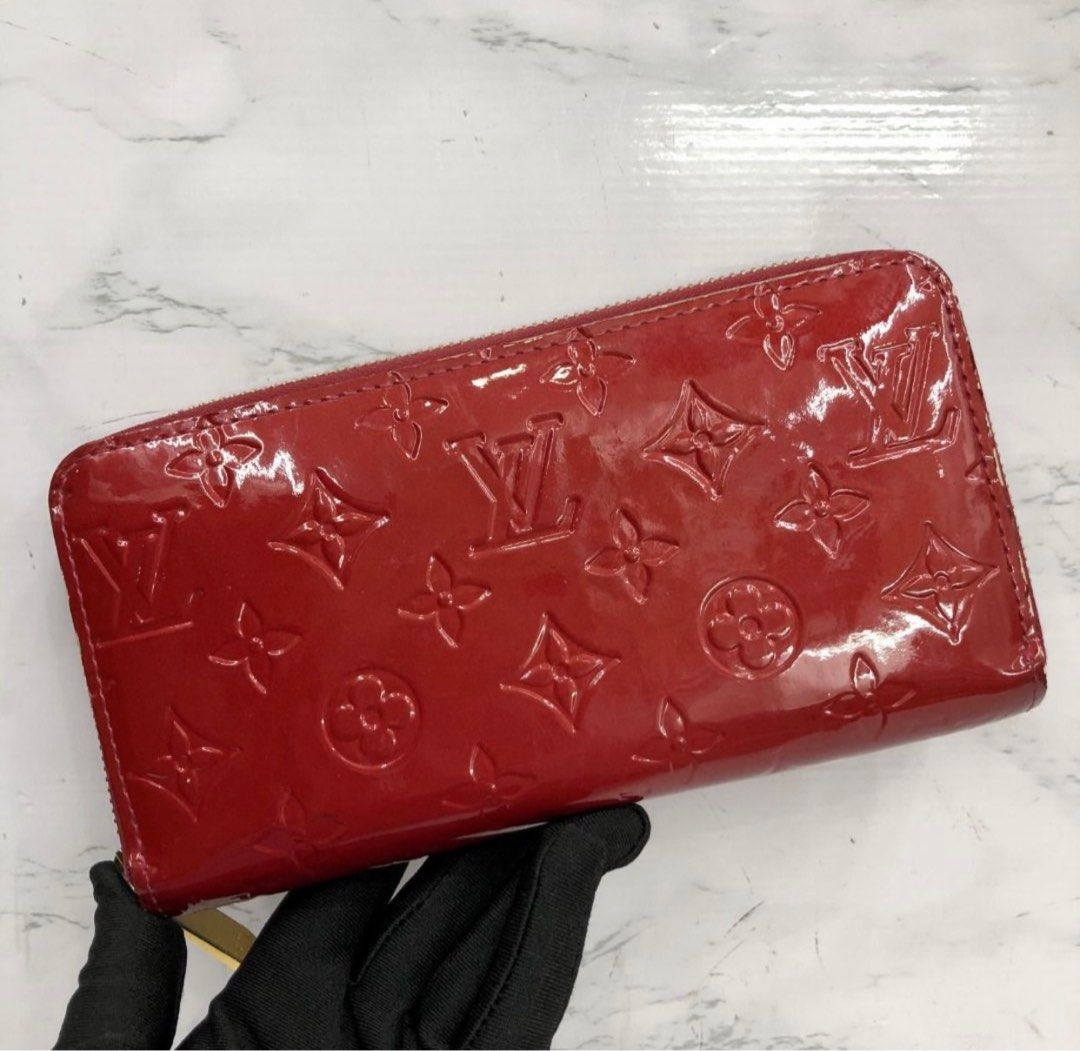 Louis Vuitton Vernis Red Long Zip Around Patent Leather Envelope Wallet