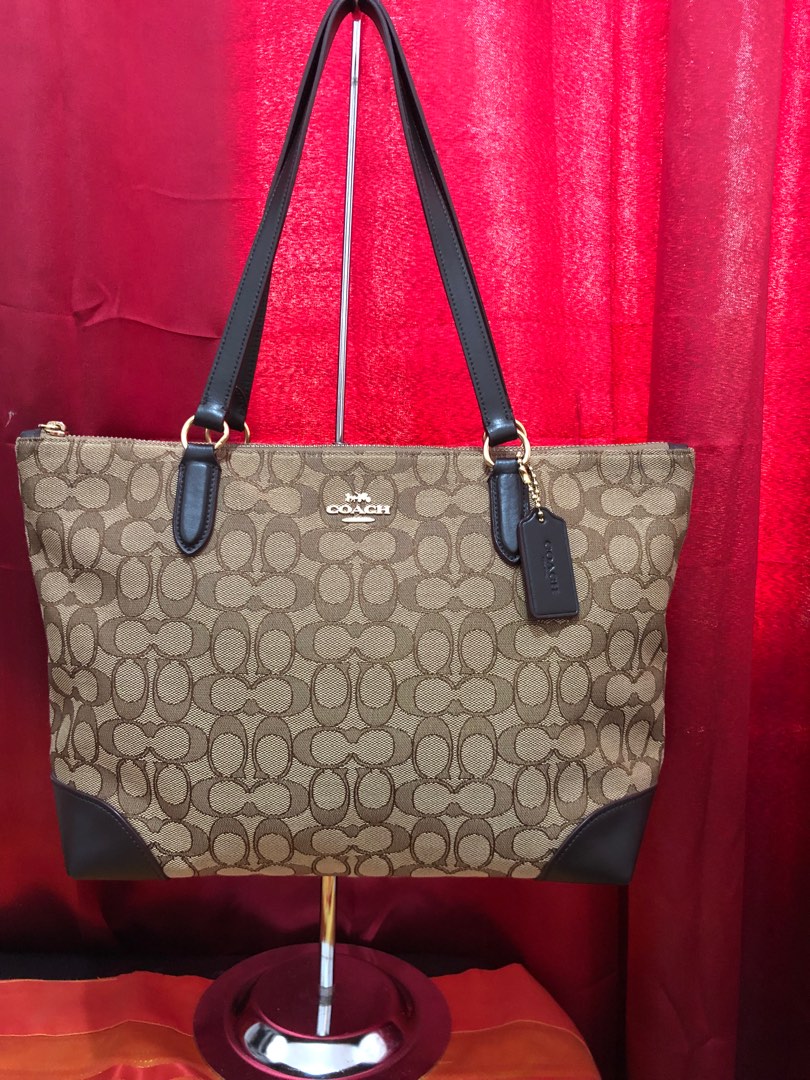Coach Zip Top Tote in Signature Jacquard on Carousell