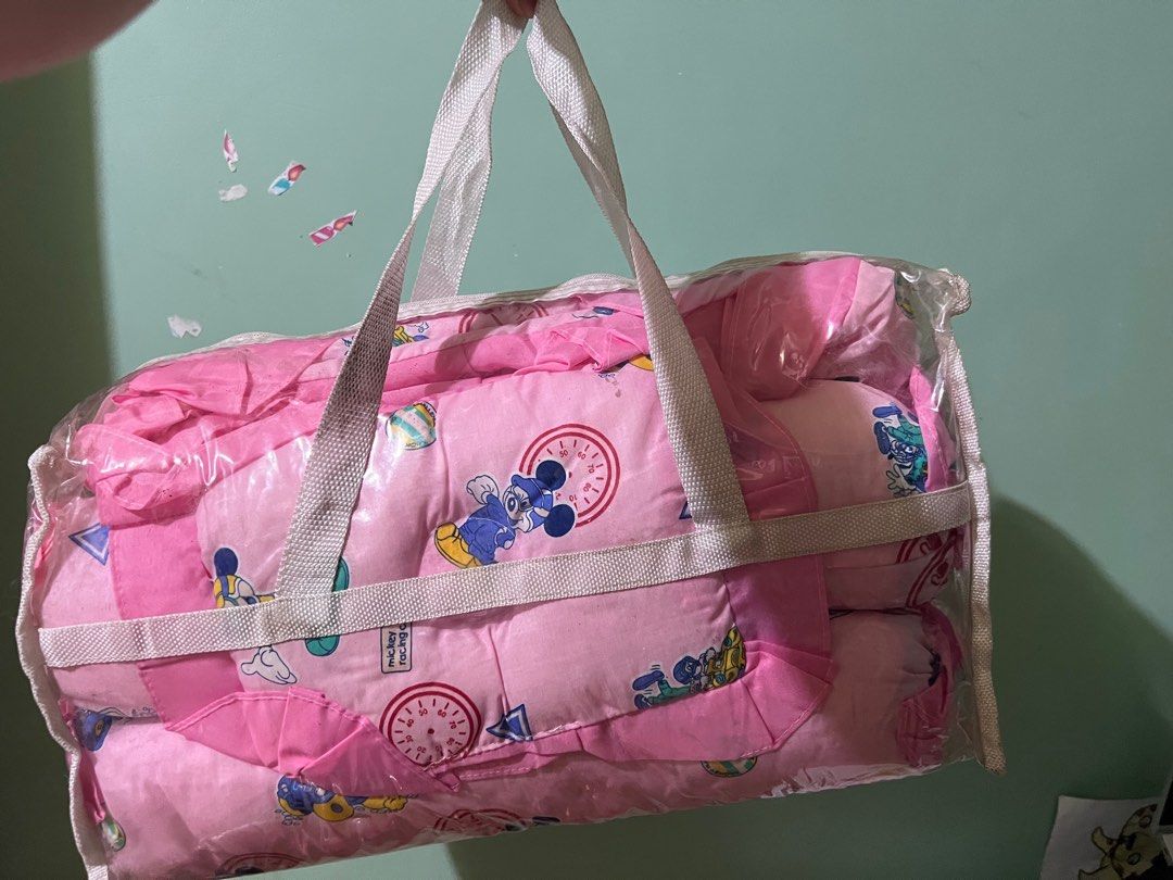 Baby comforter crib set (Category: Cots & Cribs) located in Cavite. Submitted by thehiddenhanger (Listing ID 1228316747, Image 1). Description: Needs washing only. Never been used but because of the leak from storage area, had a removable stain. Gogo express large pouch is 120 pesos for metro manila..