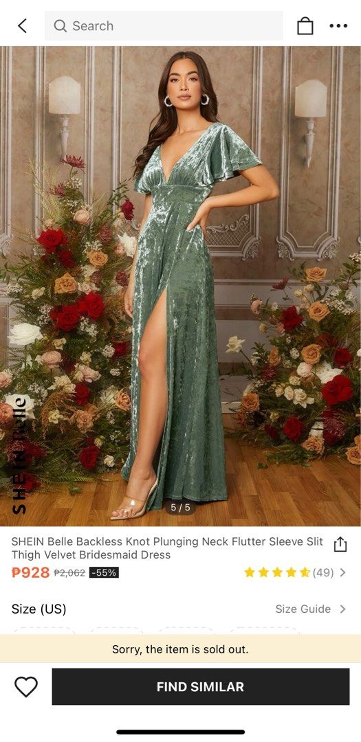 Shoulder knot plunging neck mesh cheap dress