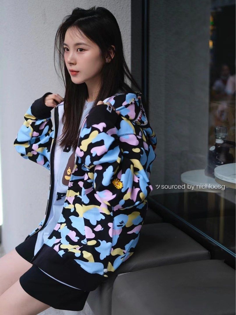 BAPE NEW MULTI CAMO 2ND SHARK FULL ZIP HOODIE Men s Fashion Tops Sets Hoodies on Carousell