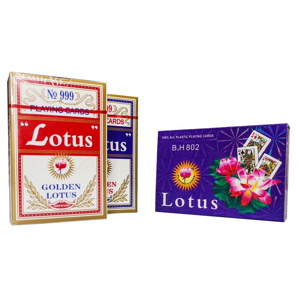Baraha Playing Cards Golden Lotus Plastic Paper Poker Card Tong Its on ...
