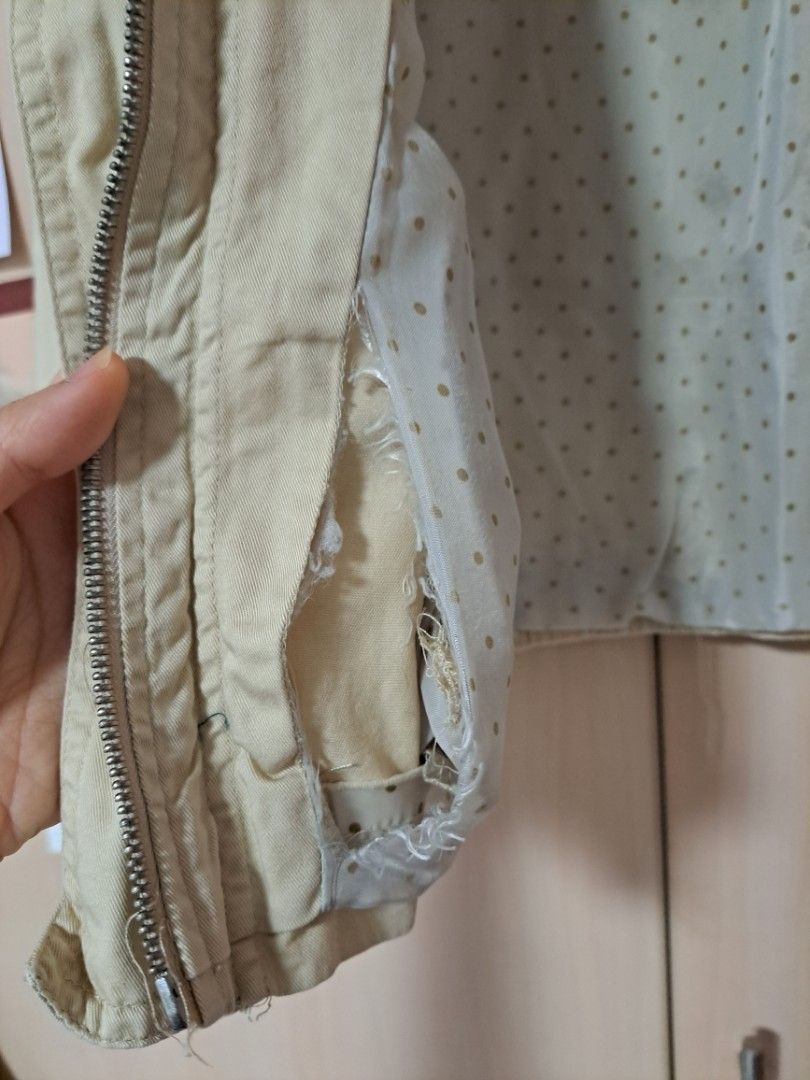 Bershka pocket front utility cheap denim jacket in beige