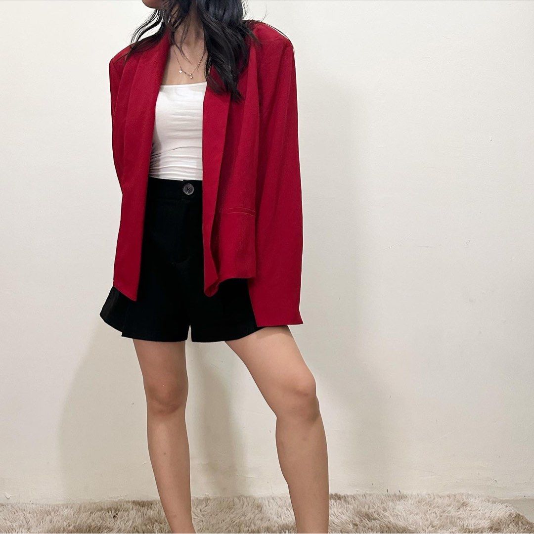 Black label by evan picone red oversized blazer, Fesyen ...