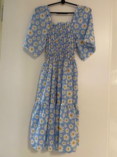 Blue Floral Midi Dress