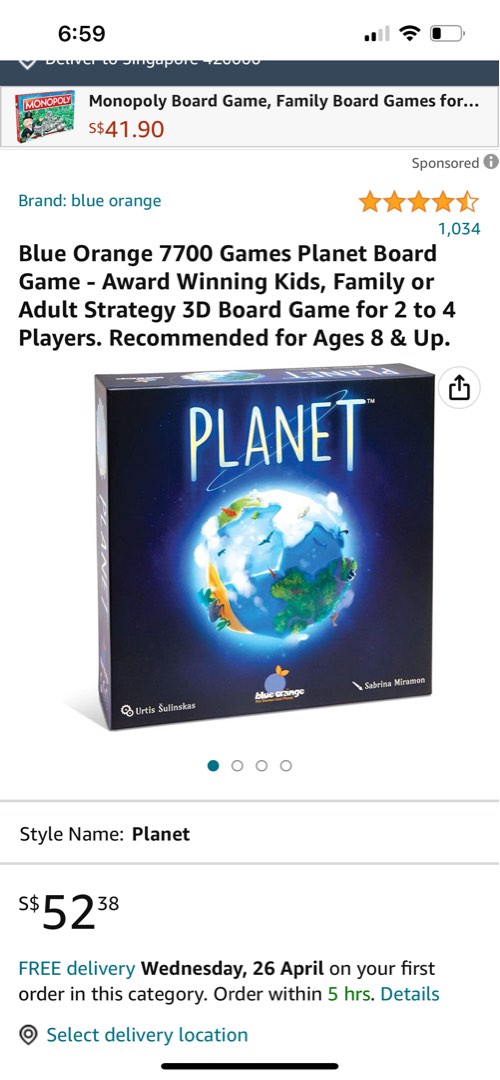 Blue Orange Games Planet Board Game - Award Winning Family or Adult  Strategy