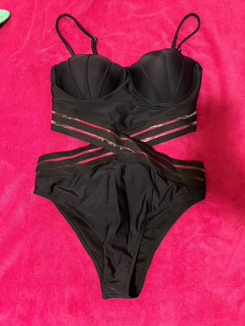 Brand new black shein mesh bikini, Women's Fashion, Swimwear, Bikinis & Swimsuits on Carousell