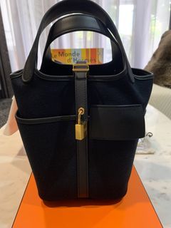 Hermes Picotin Cargo 18 Rose Texas and Rouge Sellier Swift and Toile Canvas  Palladium Hardware