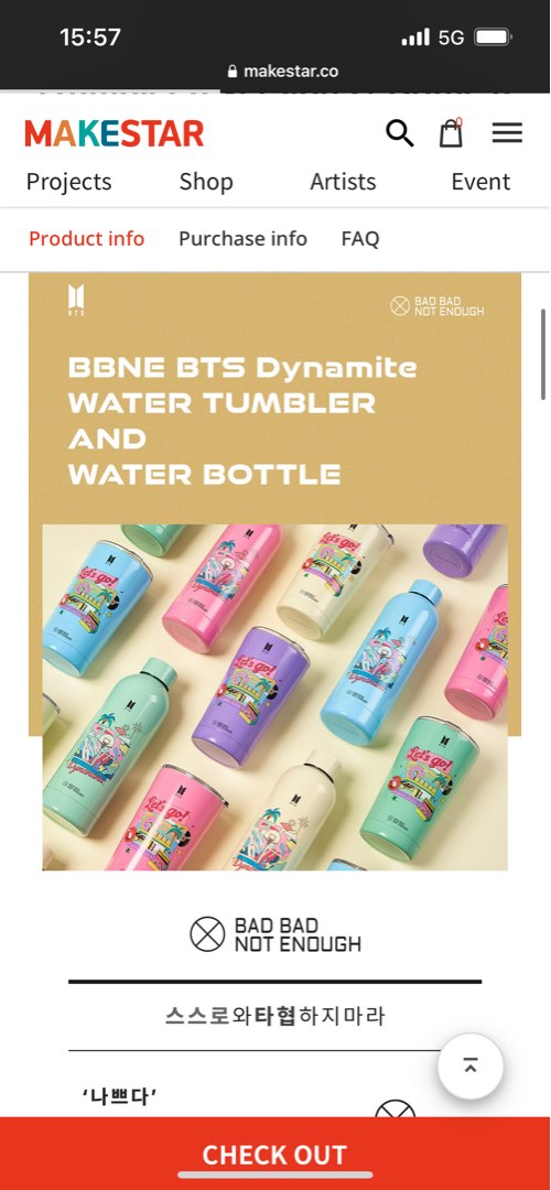 BTS - BBNE DYNAMITE WATER TUMBLER / BOTTLE