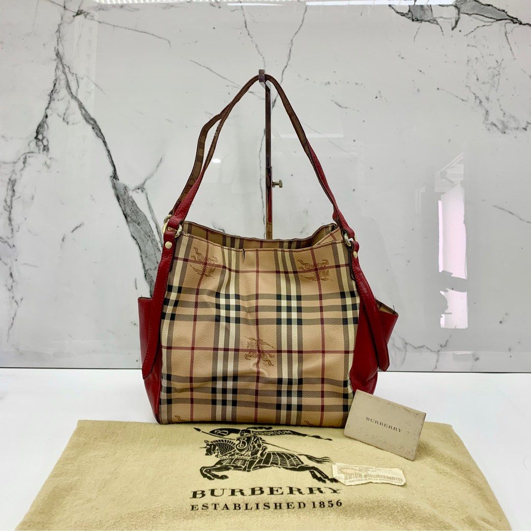 BURBERRY RED AND BEIGE PVC TOTE BAG 237012821