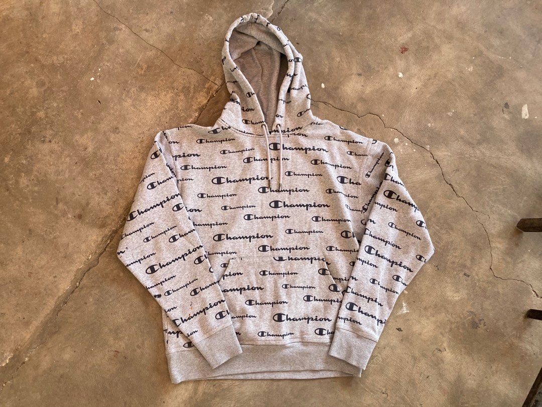 Champion all over on sale print hoodie white