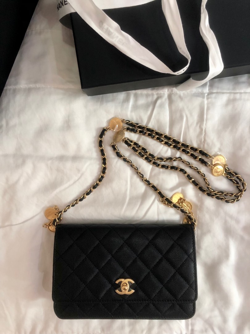 Classic wallet on chain chanel gold outlet