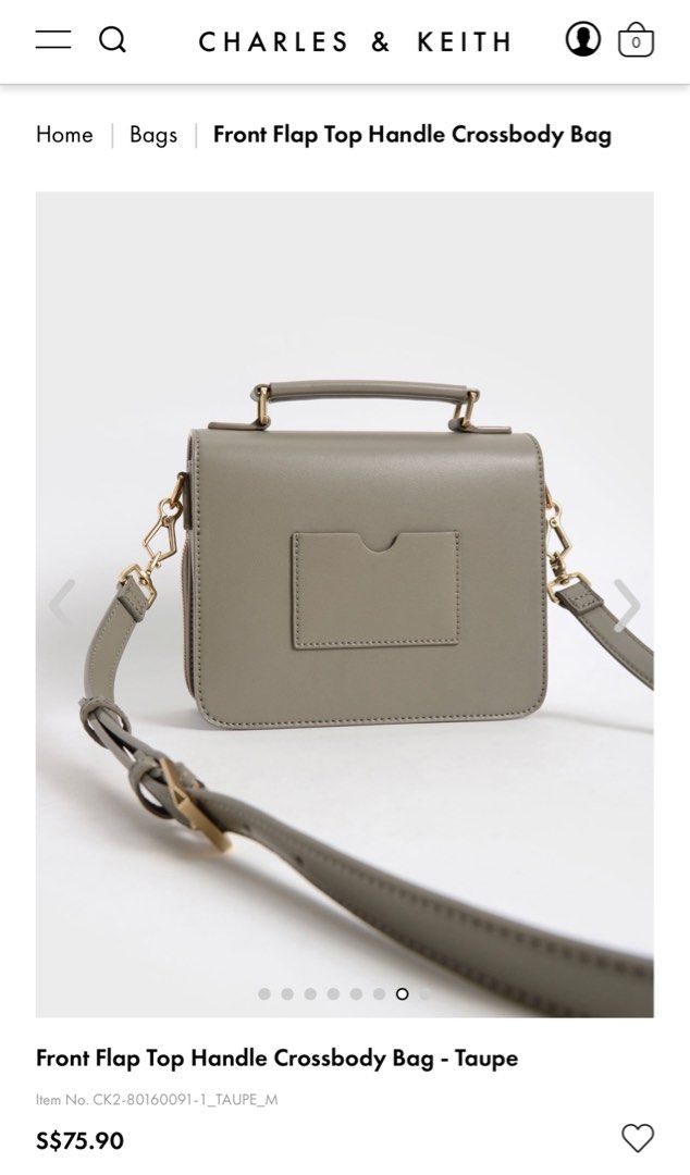 Taupe Front Flap Top Handle Crossbody Bag - CHARLES & KEITH IT