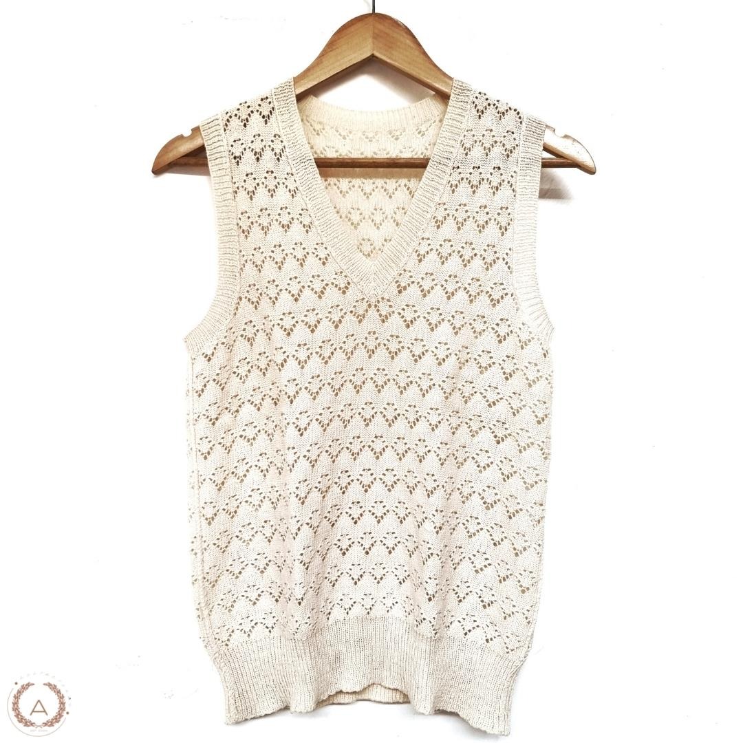 Creamy White Crochet Vest, Women's Fashion, Tops, Others Tops on Carousell