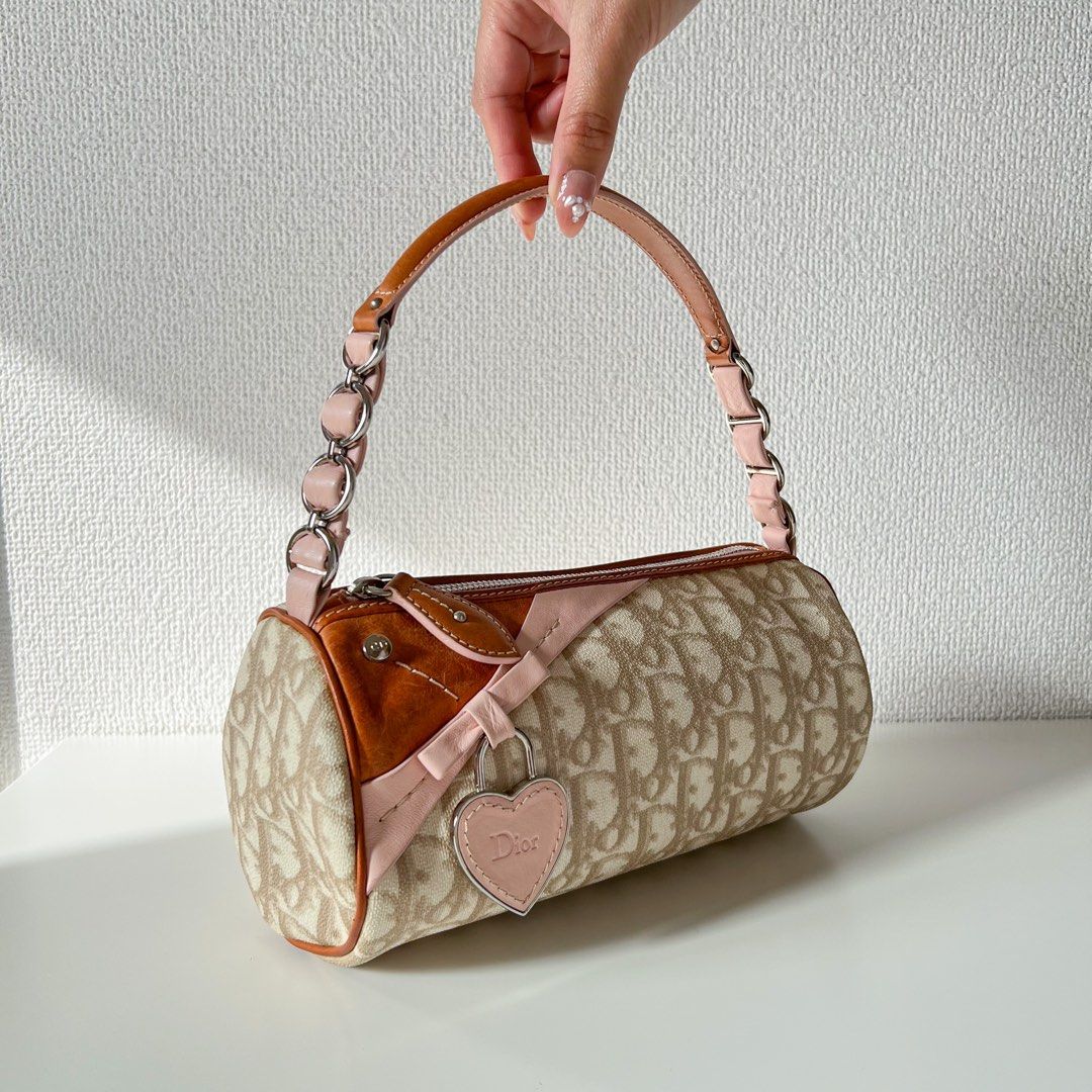 CHRISTIAN DIOR BEIGE & PINK ROMANTIQUE MINI BARREL BAG – RDB