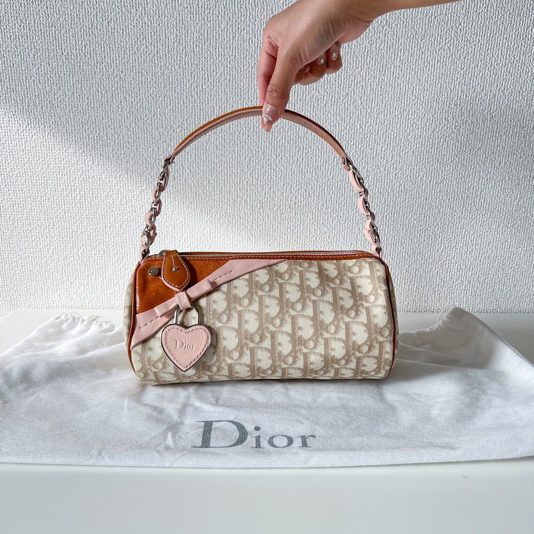 CHRISTIAN DIOR BEIGE & PINK ROMANTIQUE MINI BARREL BAG – RDB