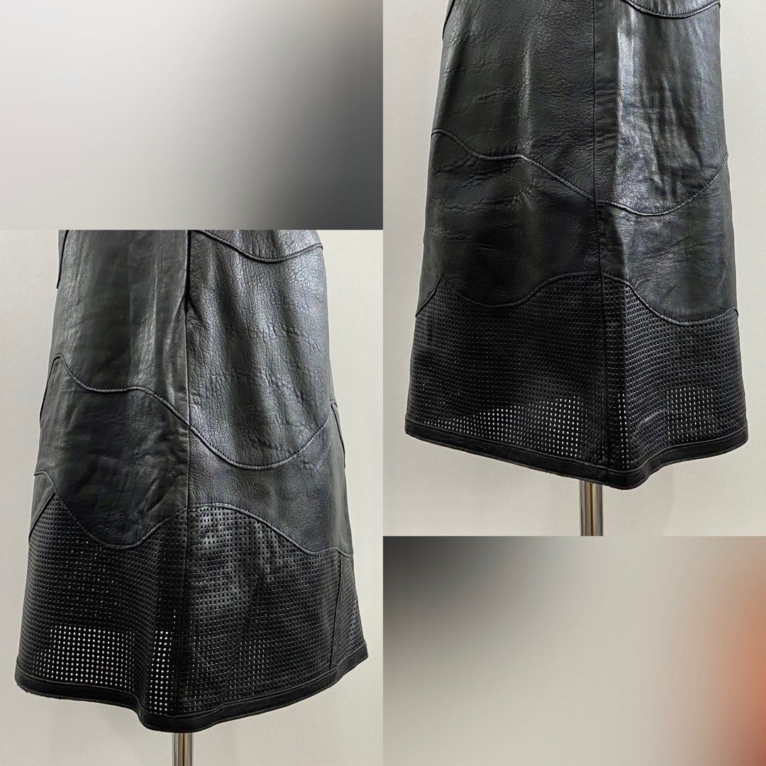 dkny leather skirt