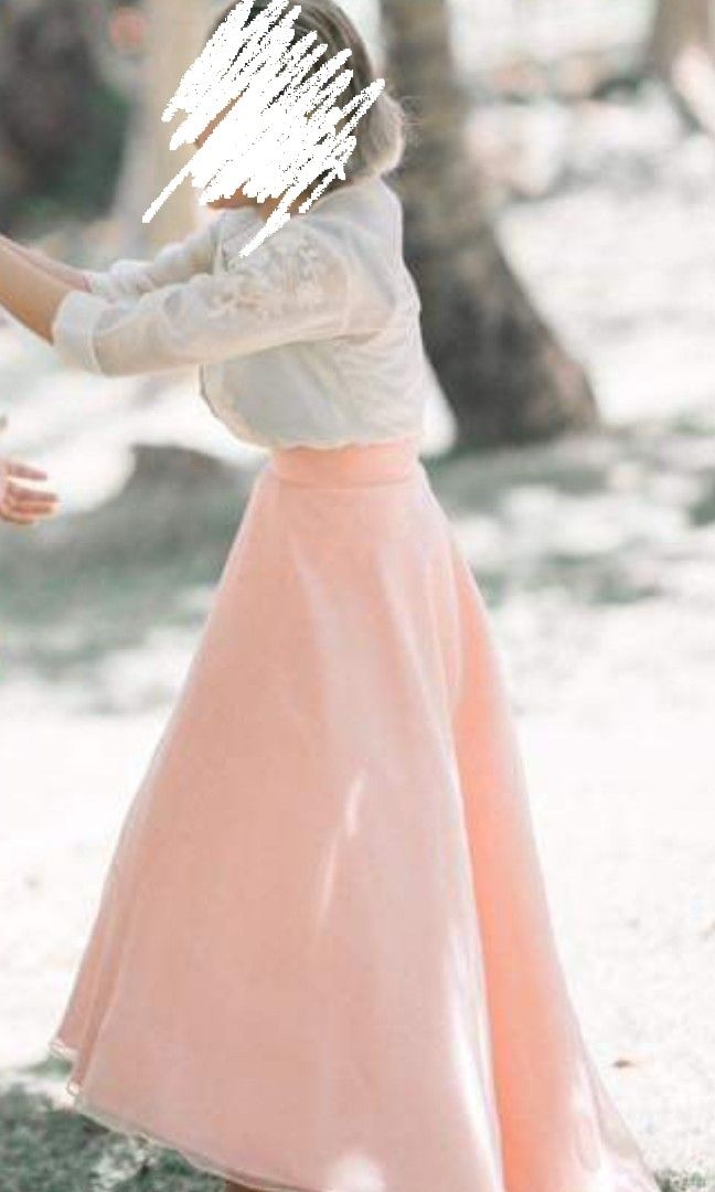 Peach skirt store outfit