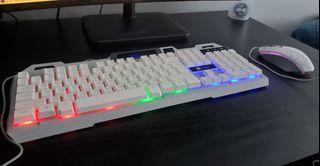 Gaming keyboard and mouse with LED lights