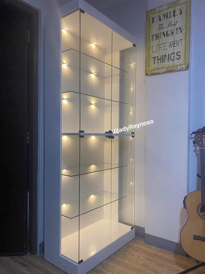 Glass Cabinet displayer (Category: Shelves, Cabinets & Racks) located in San Juan City. Submitted by projectvanity (Listing ID 1228383231, Image 3). Description: High quality materials See specs and dimensions for details on one of the picture posted Has on/off switch at the right bottom part 220V plug and play with light assembly every layer Back is clean in Duco painted with no visible wirings The ORIGINAL Can Process bulk order and can issue a
