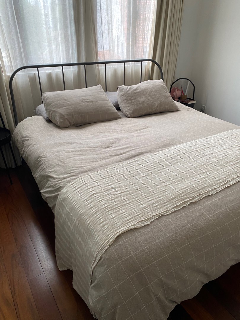 Grey metal bed frame ikea discount