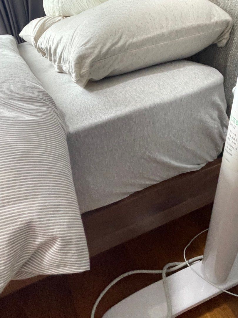 Grey, gold and wood IUIGA bed frame, Furniture & Home Living, Furniture