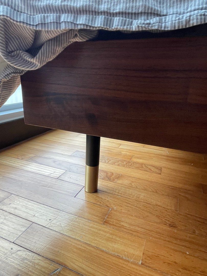 Grey, gold and wood IUIGA bed frame, Furniture & Home Living, Furniture